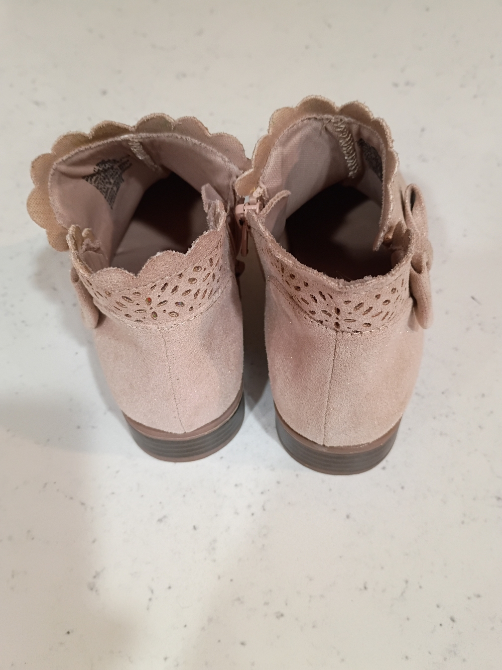 NEW Jumping Beans Ankle Boots With Bows Rose gold  Size 11 Girls - Picture 3 of 7